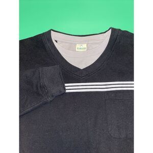 Haband‎ Men Sweater Large Black Long Sleeve V Neck Tight Knit Pockets Pullover